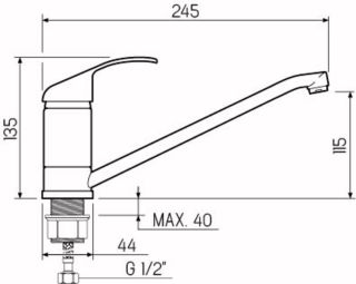 Смеситель для кухни РМС SL128-004F-25 хром